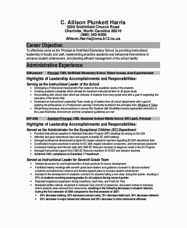 Sample Resume Objective for Leadership Position Free 40 Sample Objectives In Pdf
