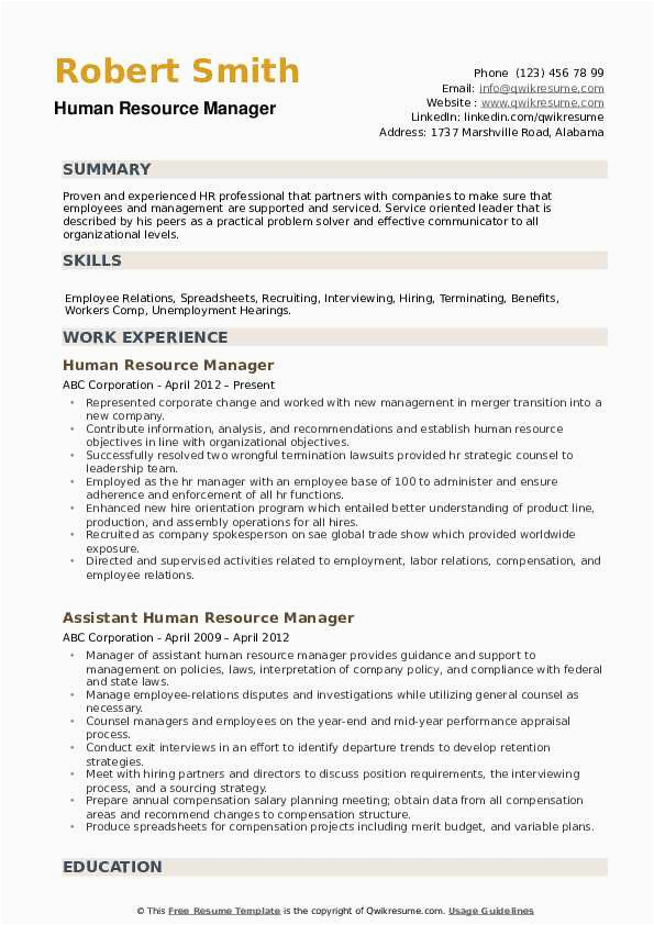 Sample Resume Of An Human Resource Manager Human Resource Manager Resume Samples