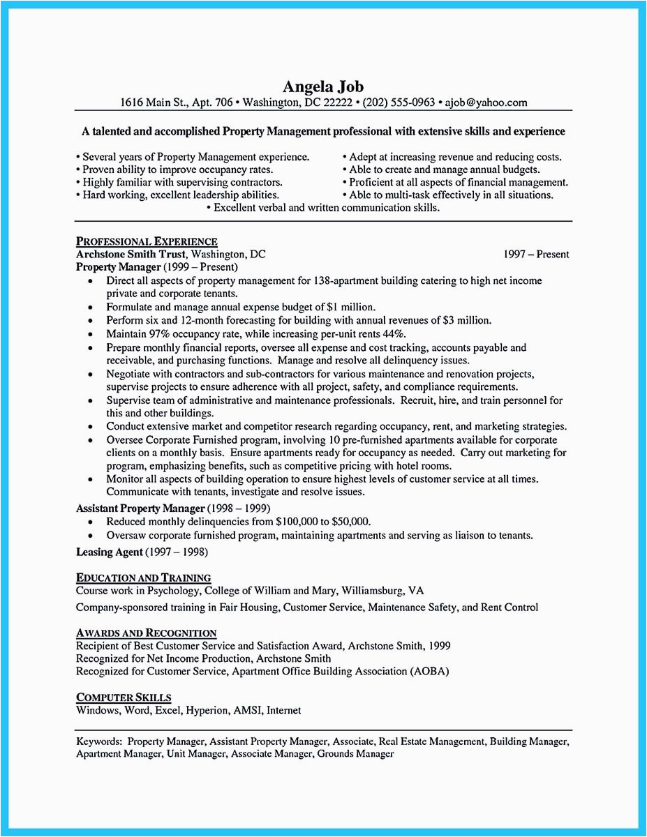 Sample Resume Of assistant Property Manager Writing A Great assistant Property Manager Resume