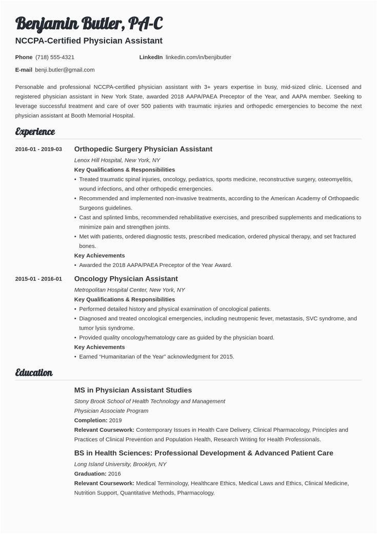 Sample Resume Physician assistant New Graduate New Graduate Physician assistant Resume Examples Resume Samples