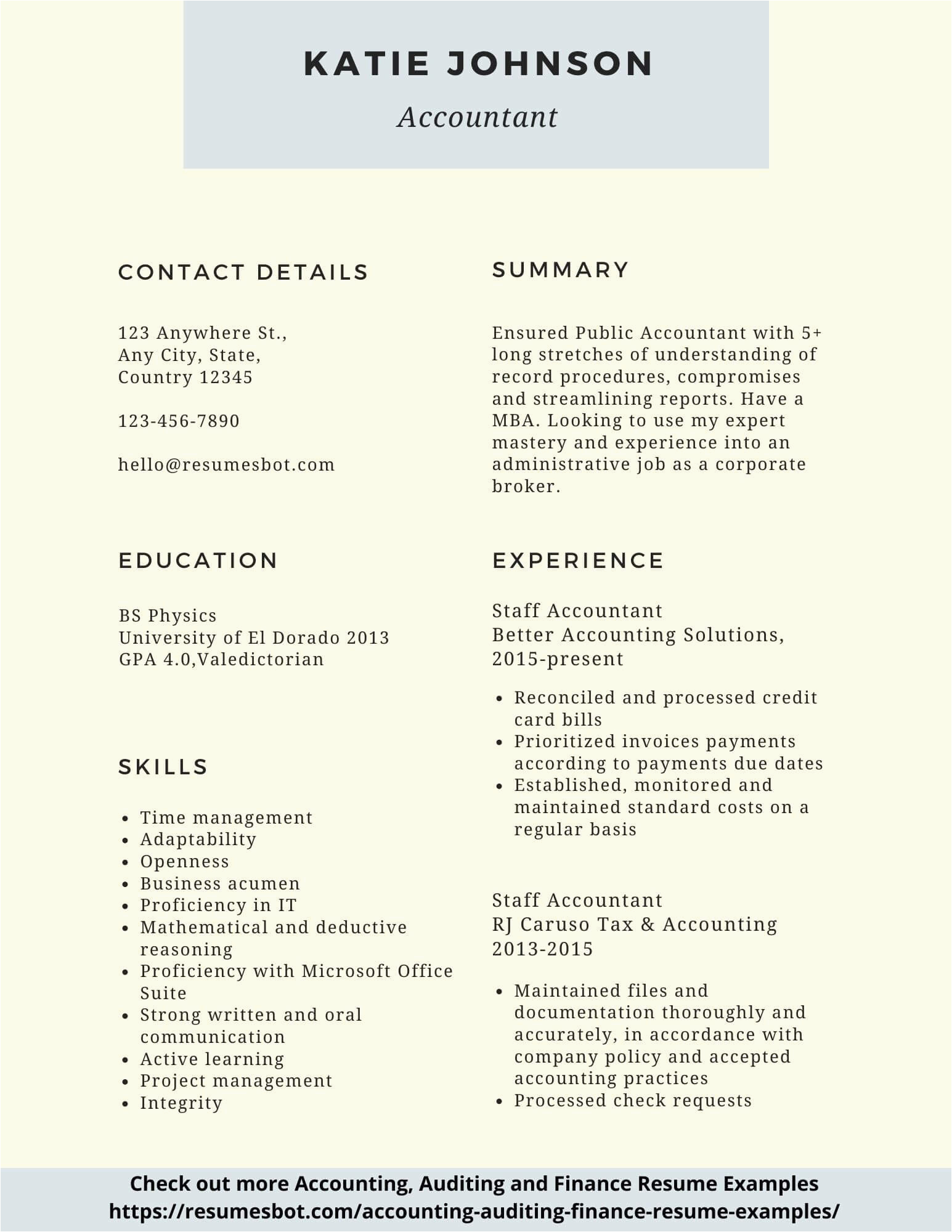 Sample Resume Professional Profile Example Accounting Accounting Resume Examples & Templates [pdf Doc] 2022 Rb