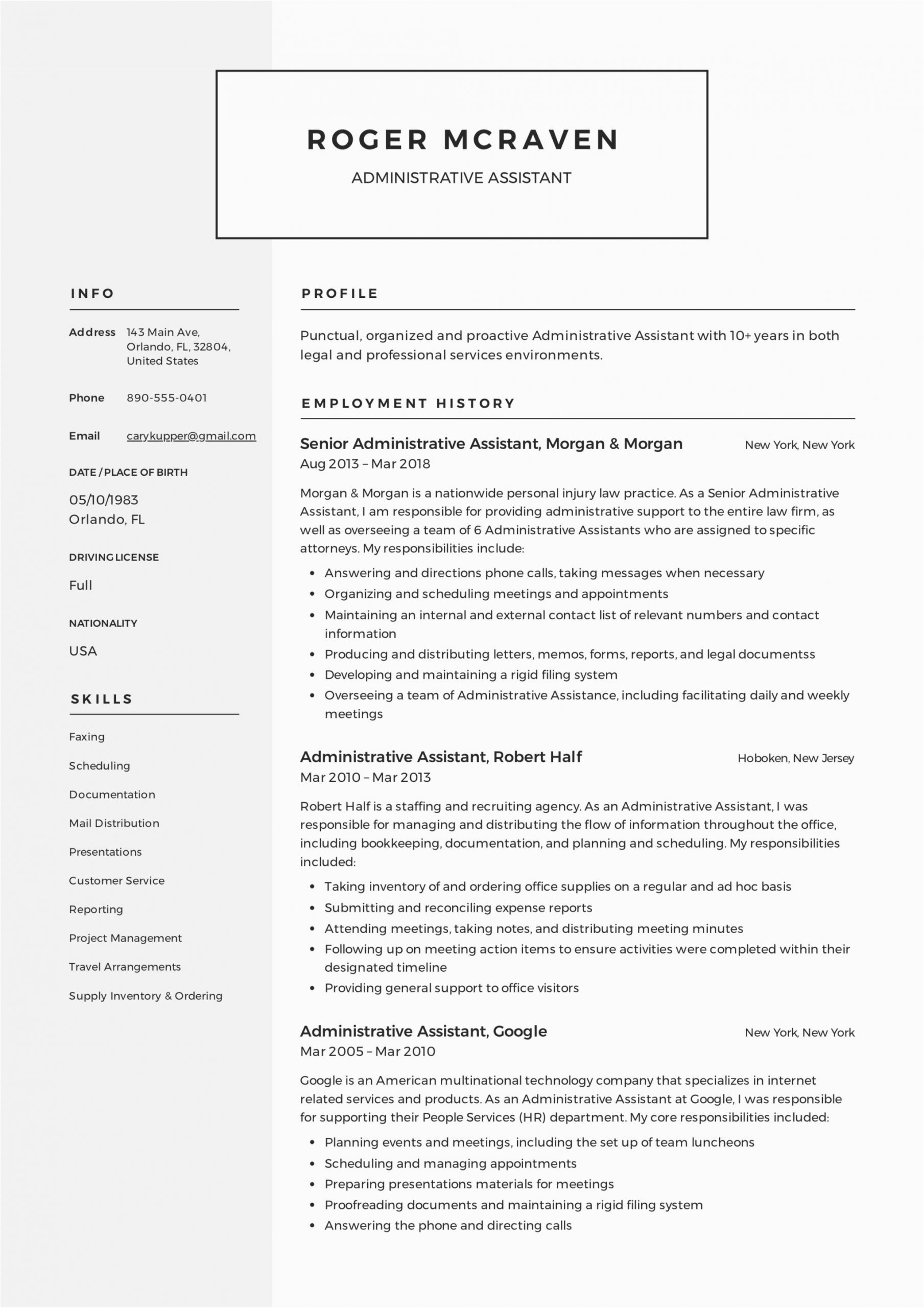 Sample Resume Templates for Administrative assistant 19 Free Administrative assistant Resumes & Writing Guide