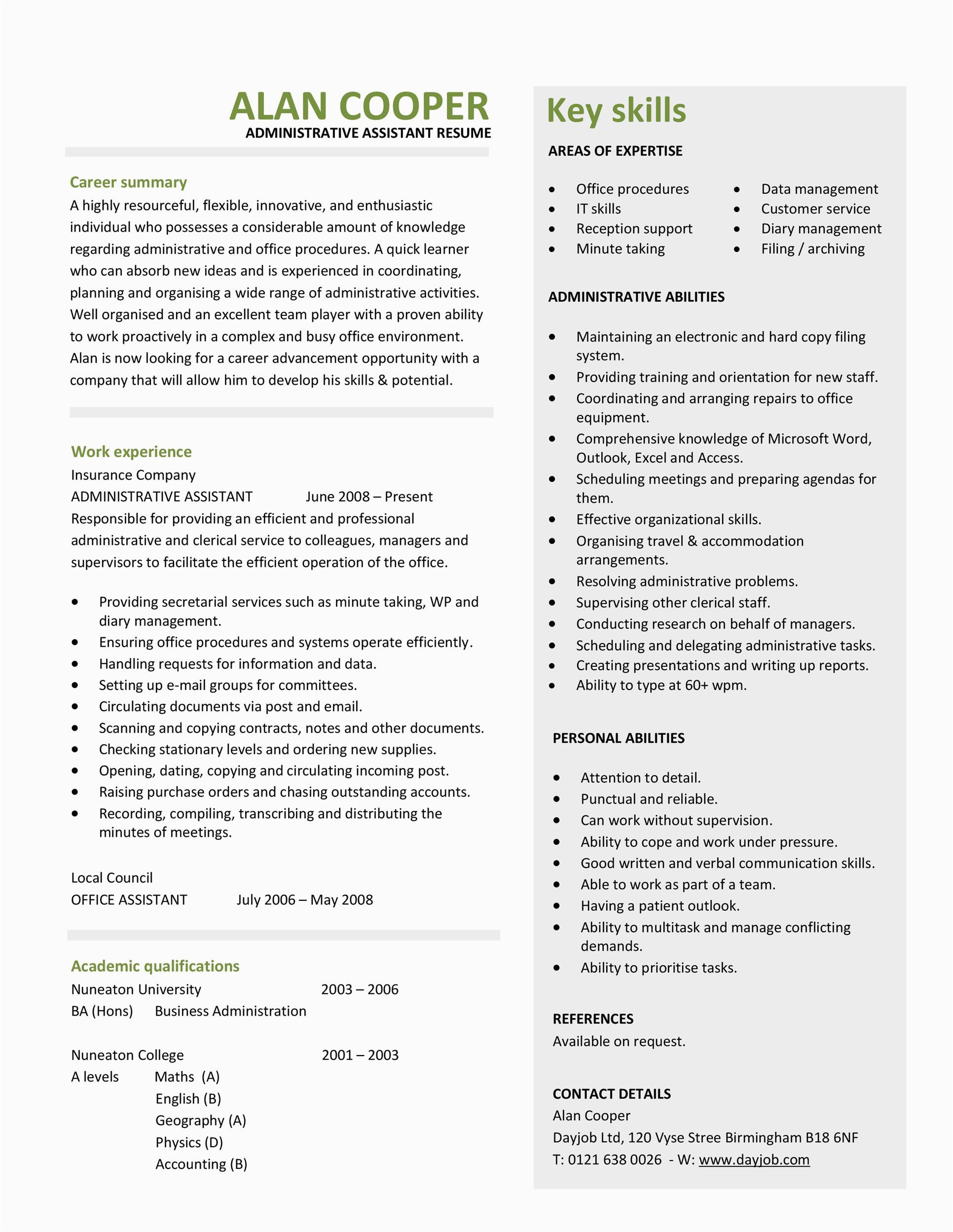 Sample Resume Templates for Administrative assistant 20 Free Administrative assistant Resume Samples Templatelab