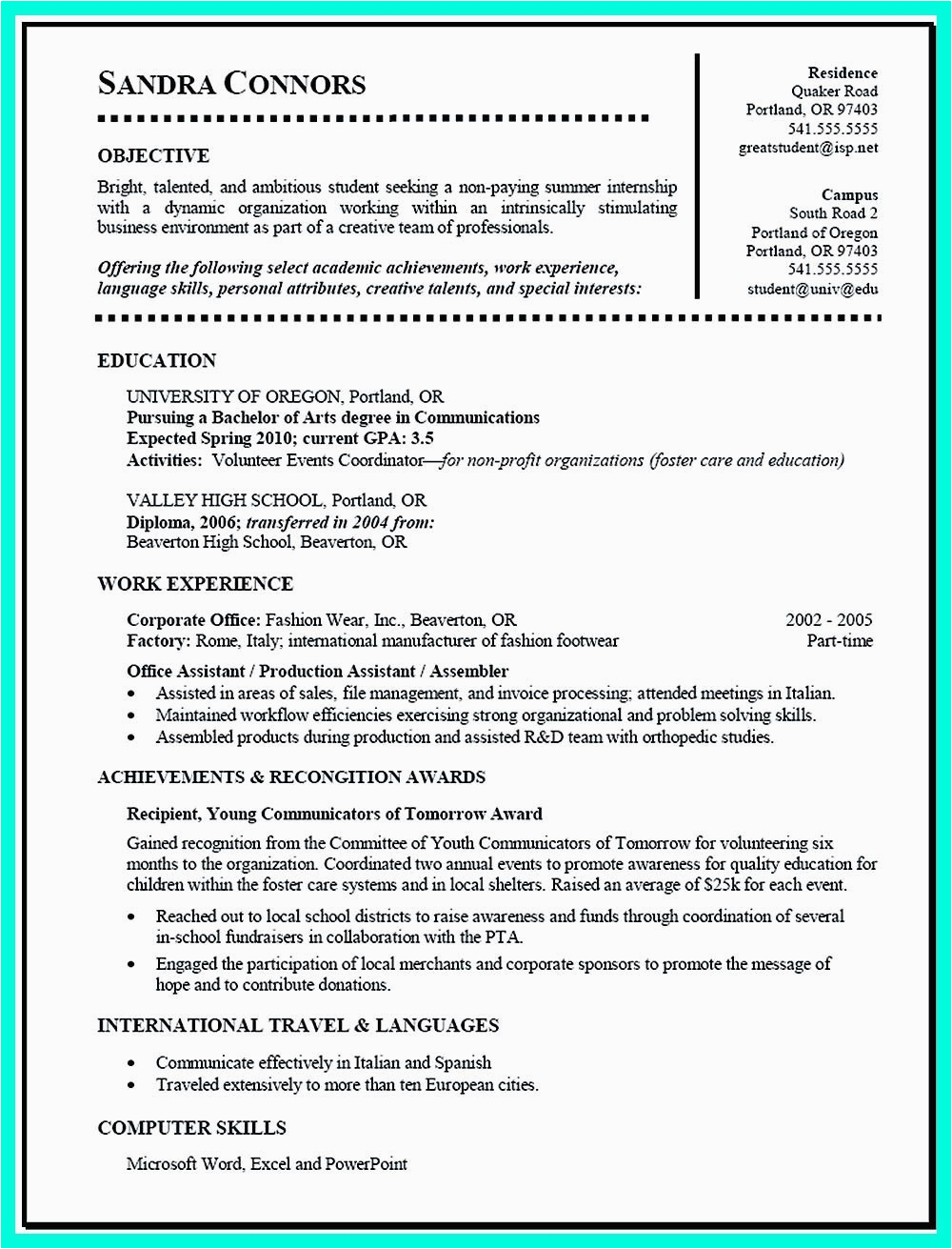 Sample Resume to Get Into College Best Current College Student Resume with No Experience