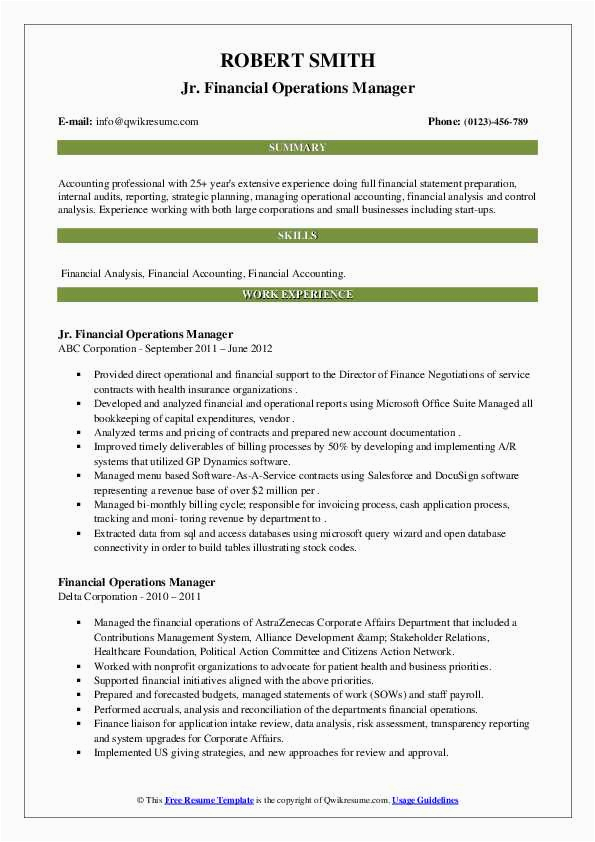 Sample Resume to Managing Operations Projects Worth Millions Financial Operations Manager Resume Samples