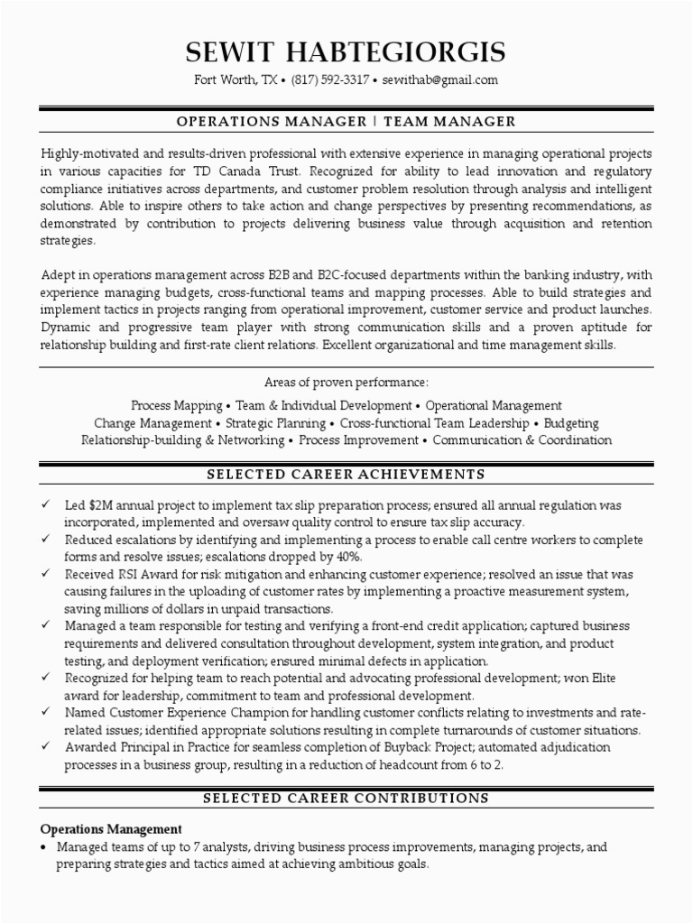Sample Resume to Managing Operations Projects Worth Millions Operations Project Manager Banking In Dallas Ft Worth Tx Resume Sewit