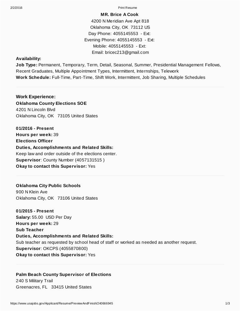 Sample Resume to Submit to Usajobs Usajobs Resume Builder Preview and Finish