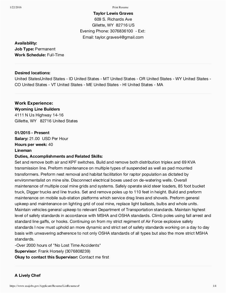 Sample Resume to Submit to Usajobs Usajobs Resumes