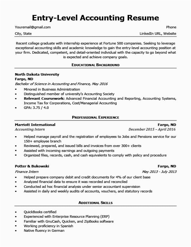 Sample Resumes for Entry Level Accounting Jobs Entry Level Accounting Resume Sample & 4 Writing Tips