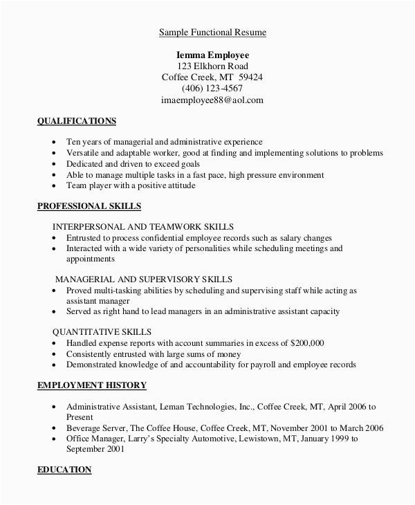 Samples Of A Functional Resume Template 10 Functional Resume Templates Pdf Doc