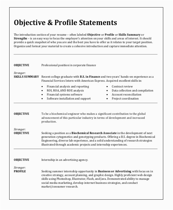 Samples Of A Good Resume Objective Free 6 Sample Resume Objective Templates In Ms Word