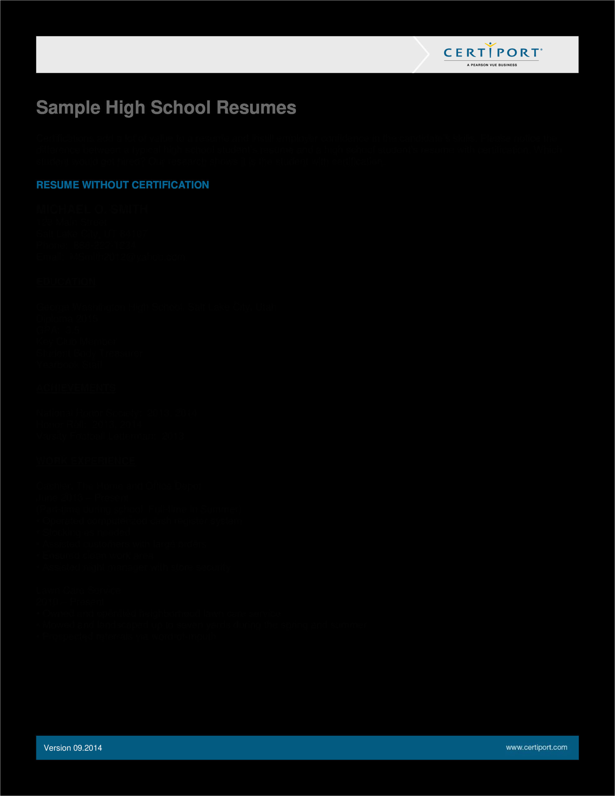 Samples Of A High School Resume Sample High School Resume