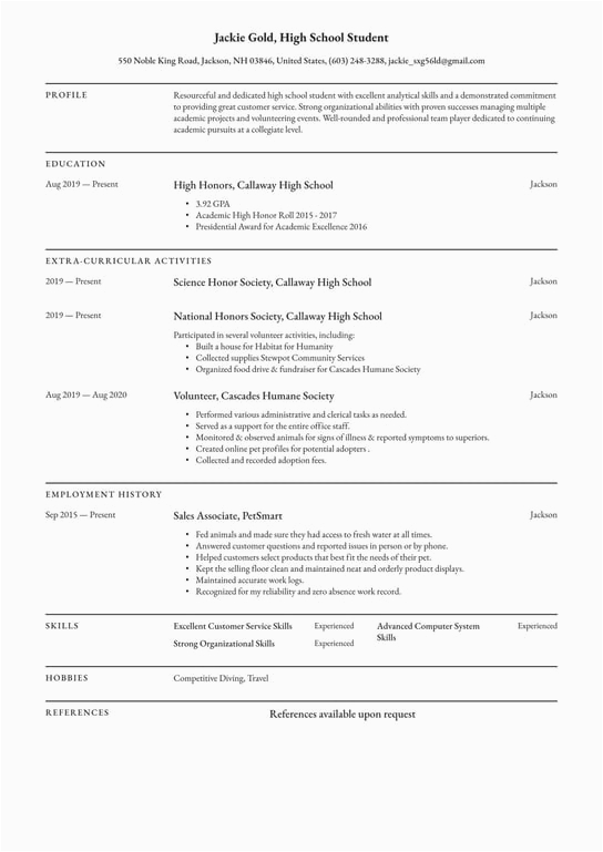 Samples Of A High School Student Resume High School Student Resume Examples & Writing Tips 2021 Free Guide