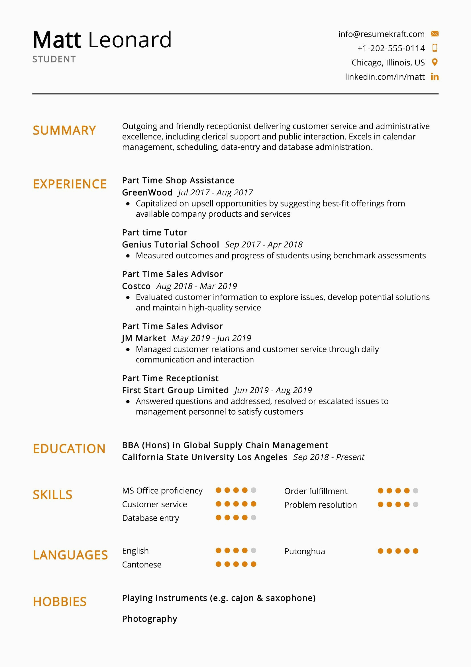 Samples Of A Resume for Students Student Resume Example 2022