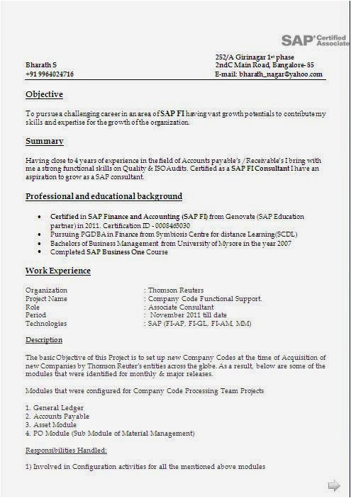 Sap Basis Sample Resume for 5 Years Experience Sap Fico Resume with 5 Years Experience