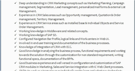 Sap Crm Functional Consultant Resume Sample Sap Crm Functional Consultant Sample Resume format In Word Free Download