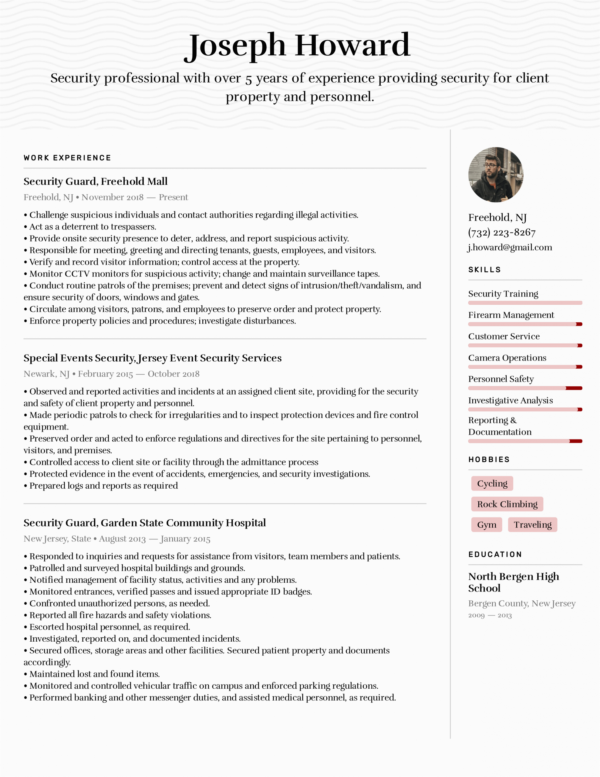 Security Guard Resume Template for Free Security Guard Resume Objective Free 11 Sample Security