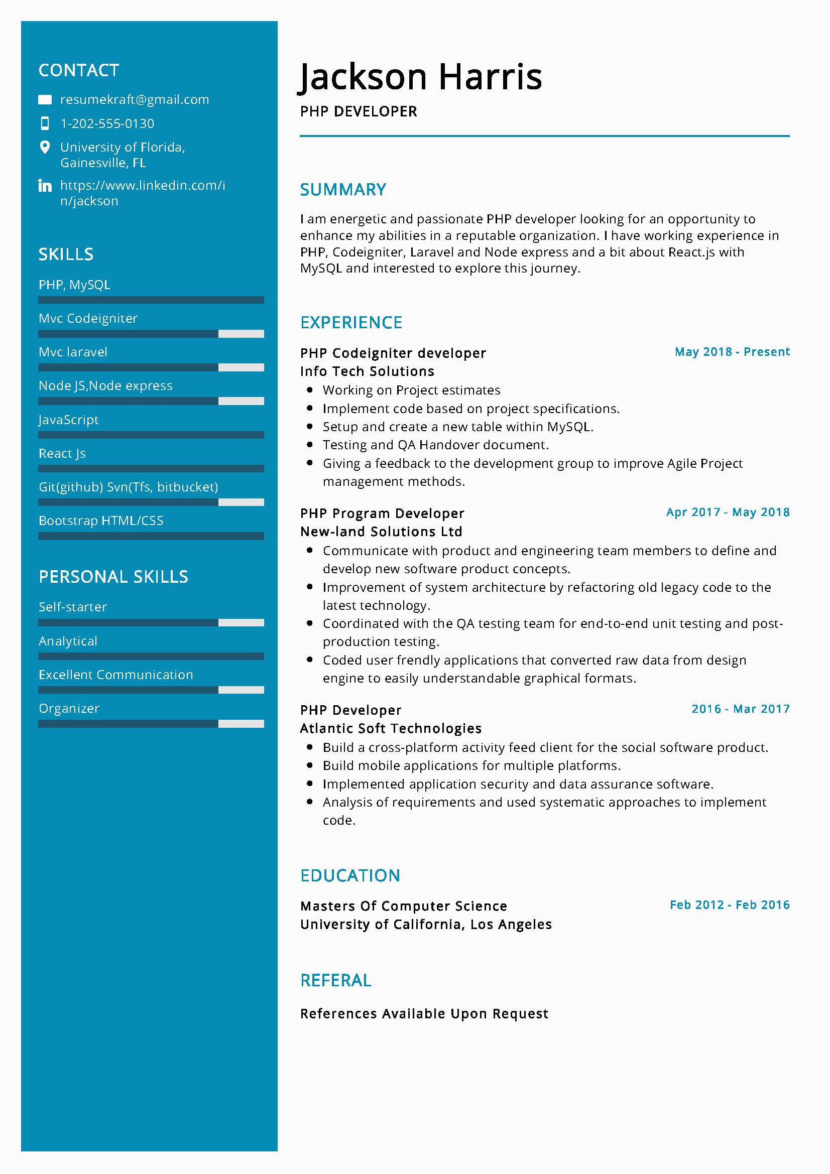 Should I Use A Template for My Resume PHP Developer Resume Sample & Writing Tips 2020 Resumekraft