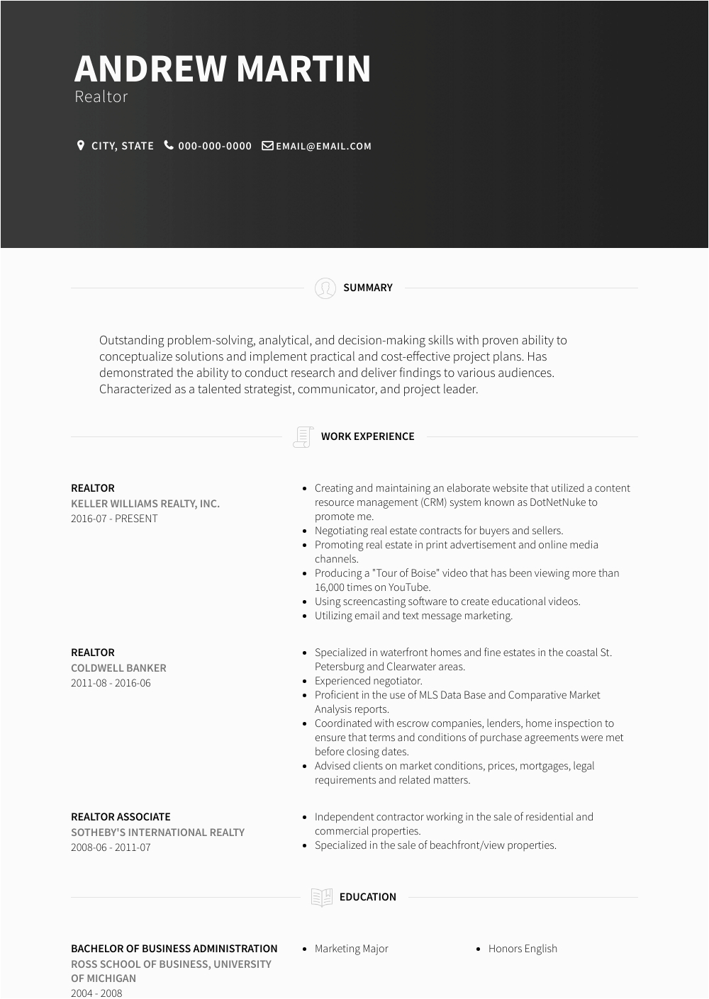 Should You Use A Resume Template Realtor Resume Samples and Templates