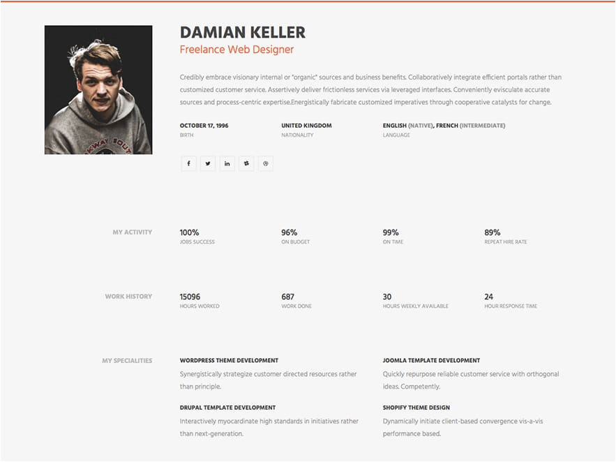 Simple Resume Template Bootstrap Free Download Myprofile – Free Professional Personal Bootstrap Cv