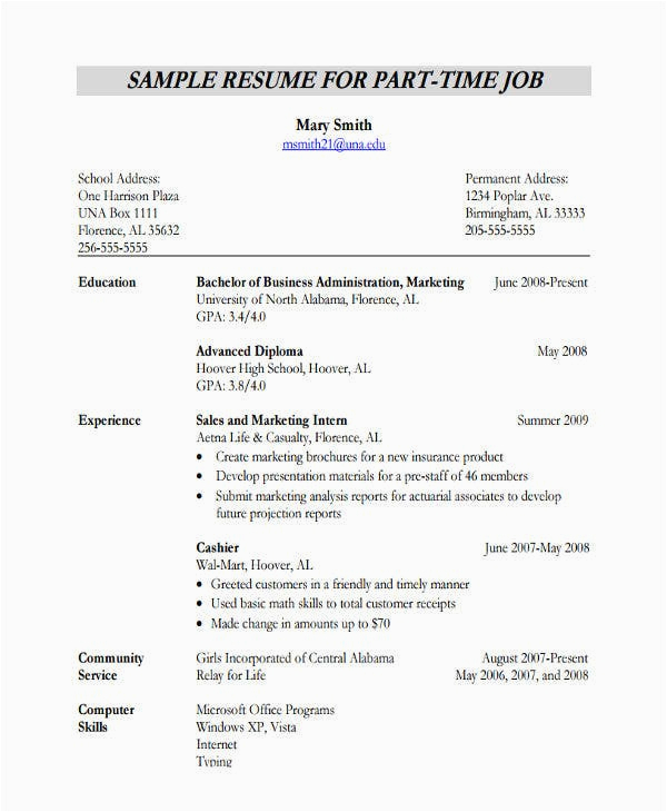 Simple Resume Template for Part Time Job 20 Simple Work Resume Templates Pdf Doc