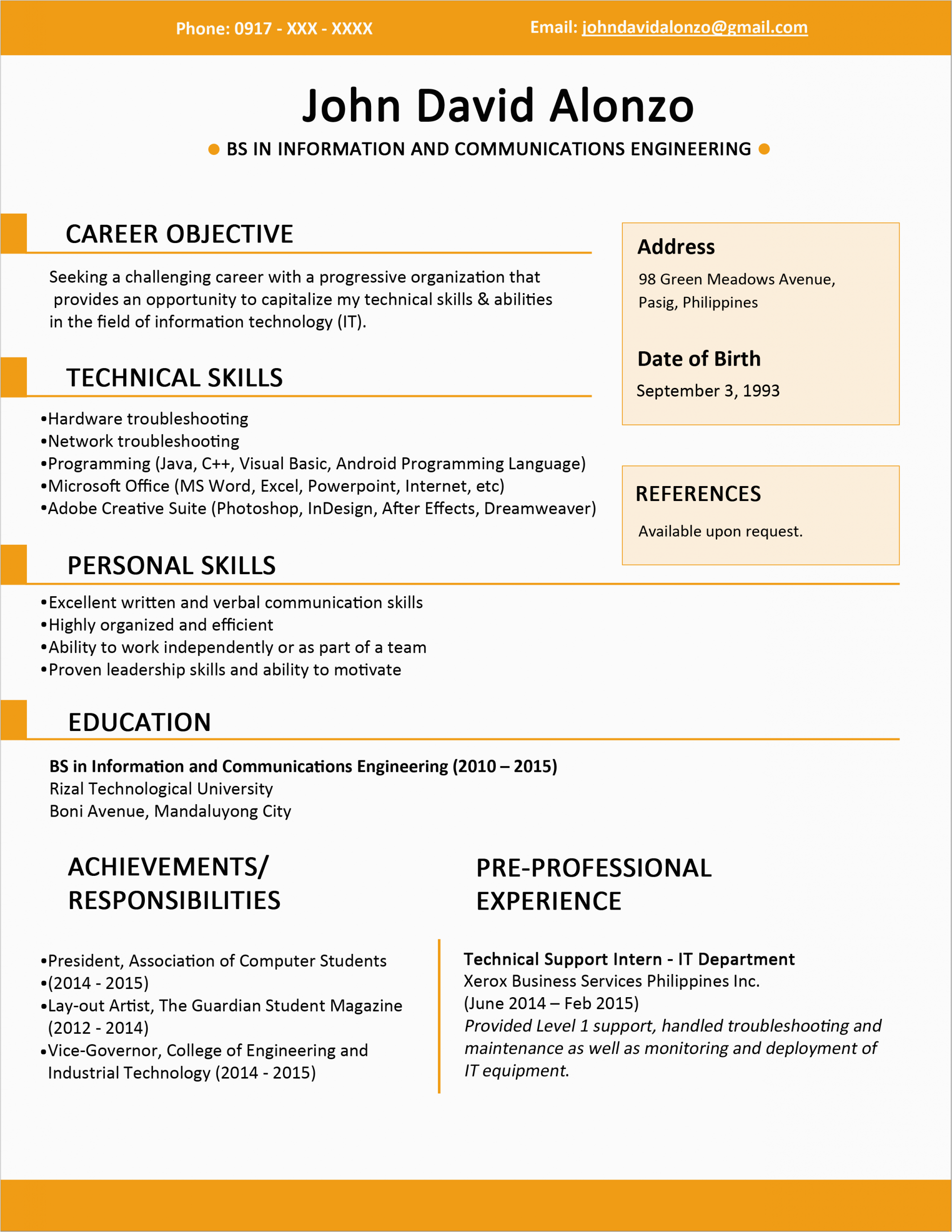 Simple Resume Template for Students Free Download Cv Sample Jobsdb Resume format