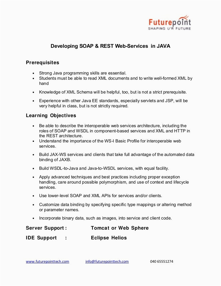 Soap Rest Web Services Resume Sample Web Services soap Rest Training
