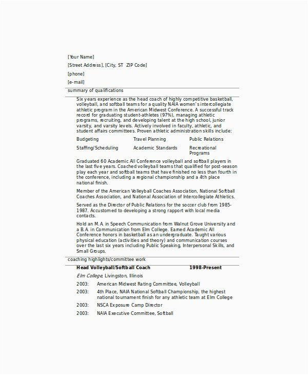 Soccer Resume Director Of Coaching Sample 12 Coach Resume Templates Pdf Doc