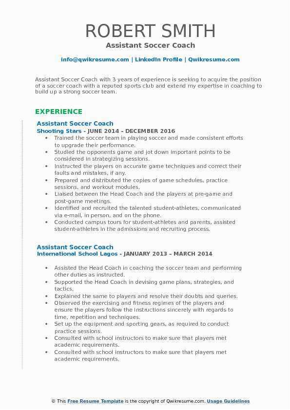 Soccer Resume Director Of Coaching Sample assistant soccer Coach Resume Samples