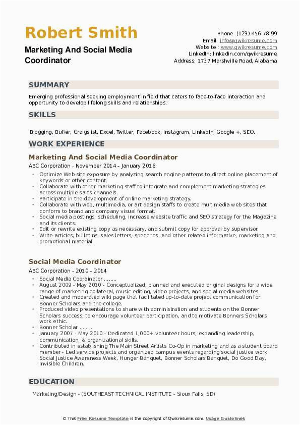 Social Media Marketing Coordinator Resume Sample social Media Coordinator Resume Samples