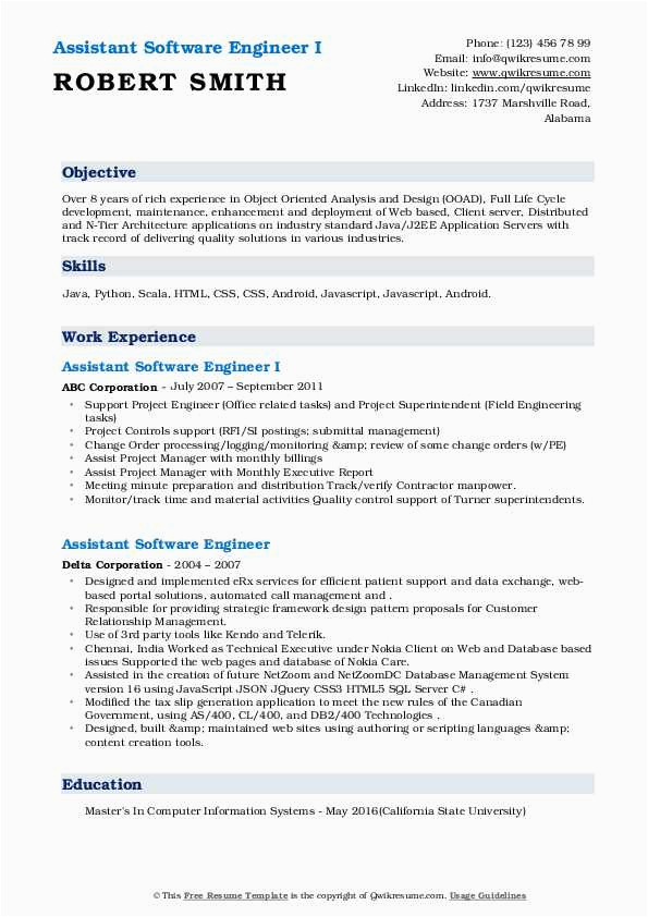 Software Developer Resume Template Free Download 16 Sample Resume for software Engineer with 2 Years