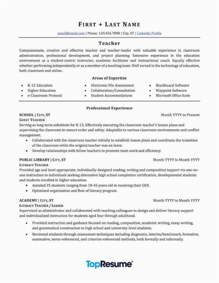 Teacher Resume Samples for New Teachers Teacher Sample Resume 2021