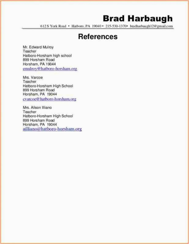 Template for References On A Resume Professional Reference Letter Template