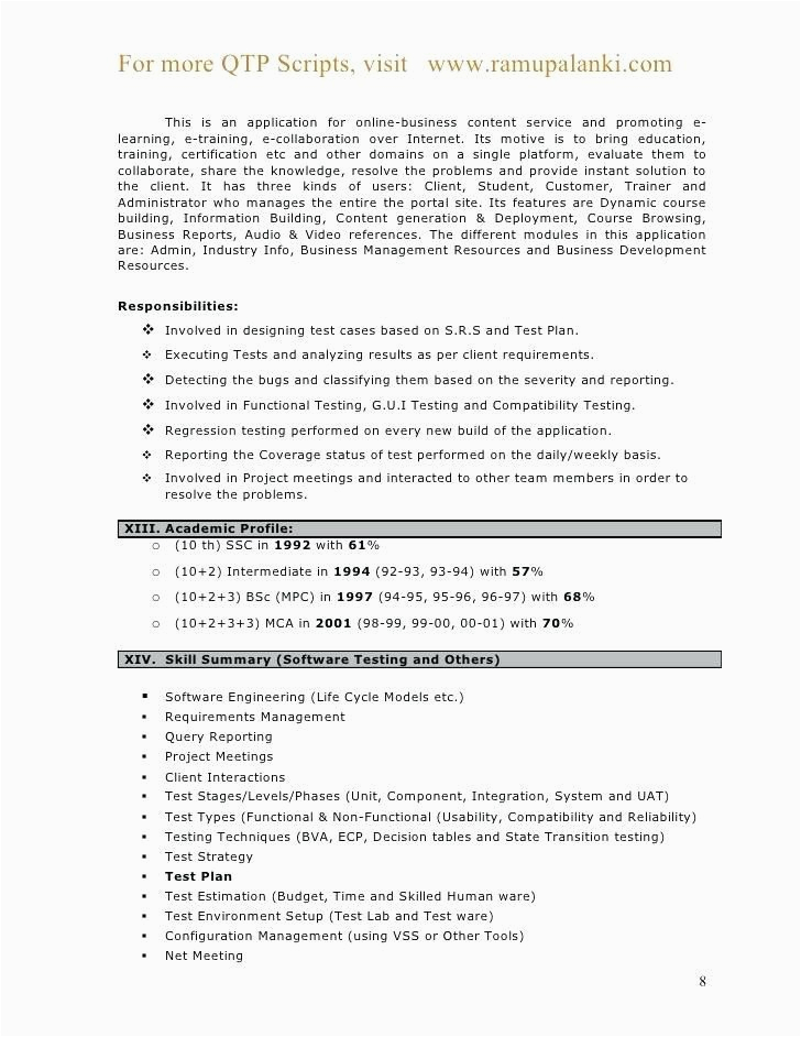 Testing Resume Sample for 5 Years Experience 5 Years Testing Experience Resume format Resume