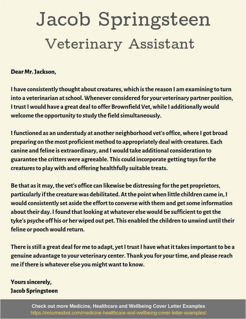 Veterinary assistant Resume Cover Letter Samples Veterinary assistant Cover Letter Samples & Templates [pdf Word] 2022