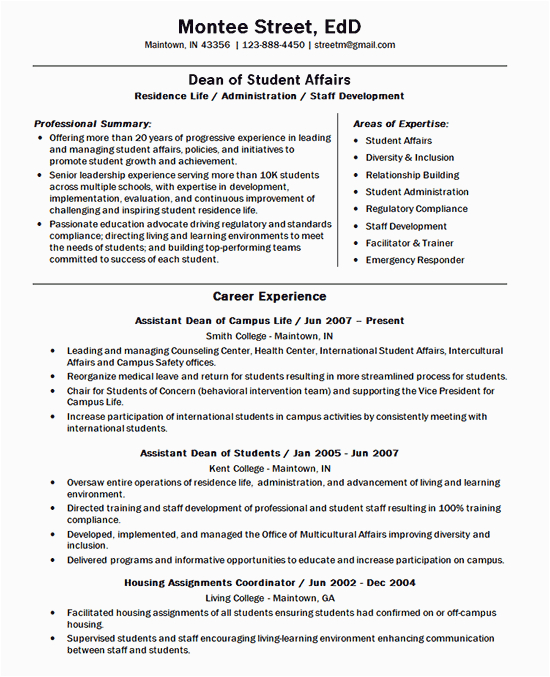 Vice President for Academic Affairs Resume Sample Community College Pin On Resume Examples