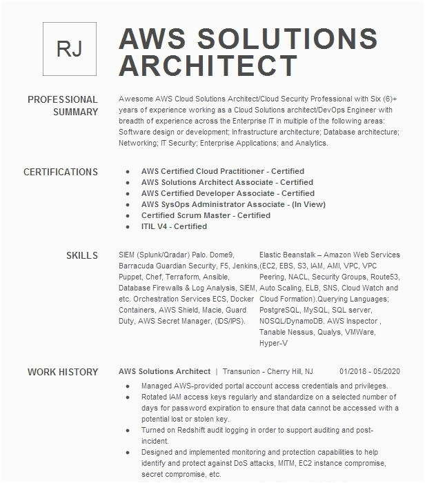 Aws Certified solutions Architect Certification Resume Sample Aws solution Architect Resume Example Onmax solutions Bladensburg