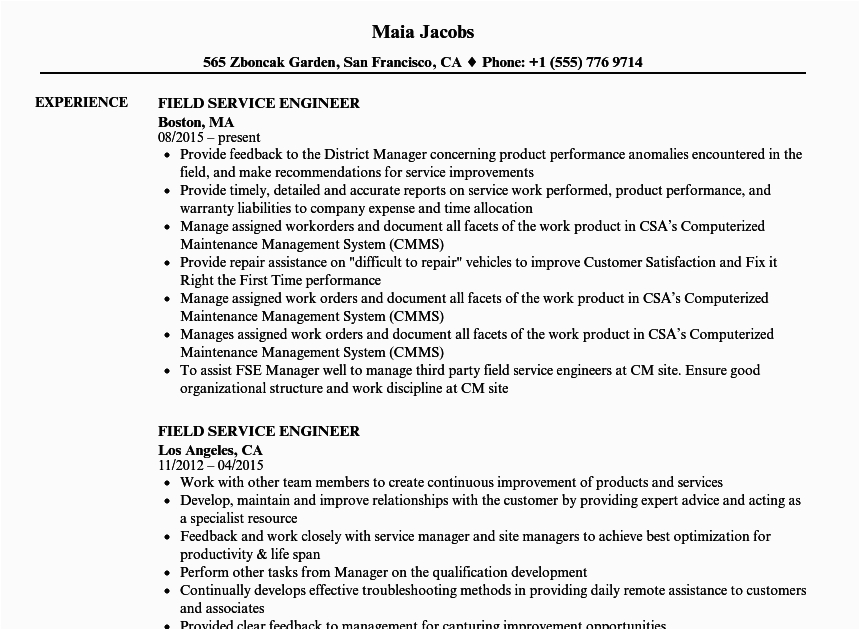 Biomedical Field Service Engineer Sample Resume Biomedical Field Service Engineer Resume Finder Jobs