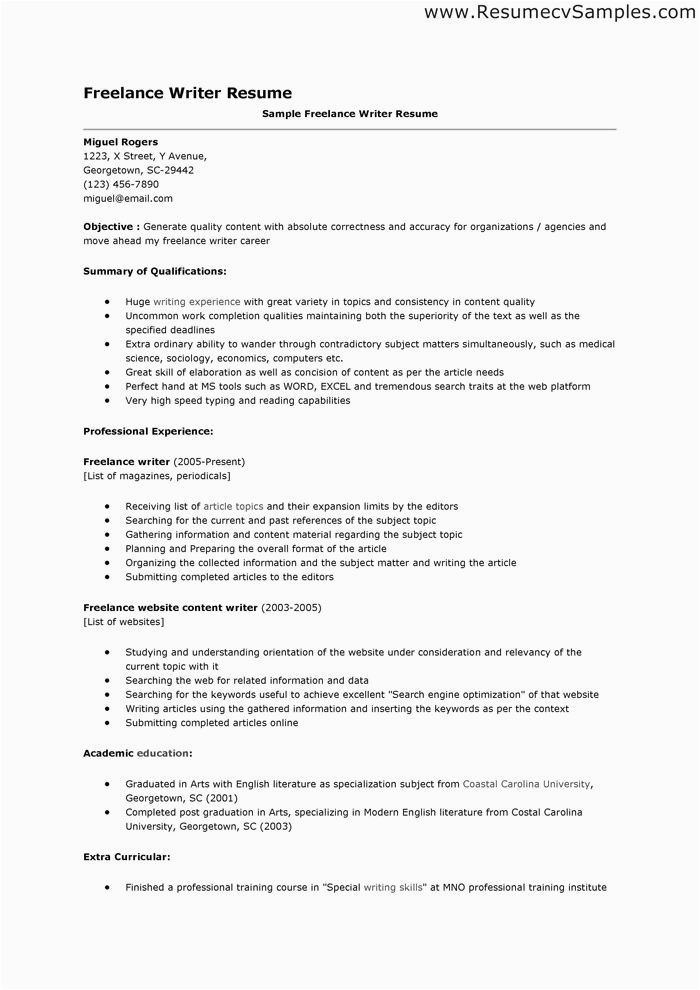 Content Writing Resume Samples for Freshers Freelance Writer Content Writing Resume Sample for Freshers