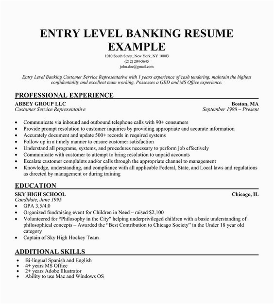 Entry Level Bank Teller Resume Sample Sample Resume for Entry Level Bank Teller Umecareer
