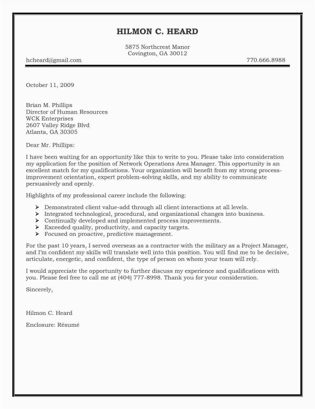 Free Sample Cover Letters for Resumes Examples Sample Cover Letter for Resume