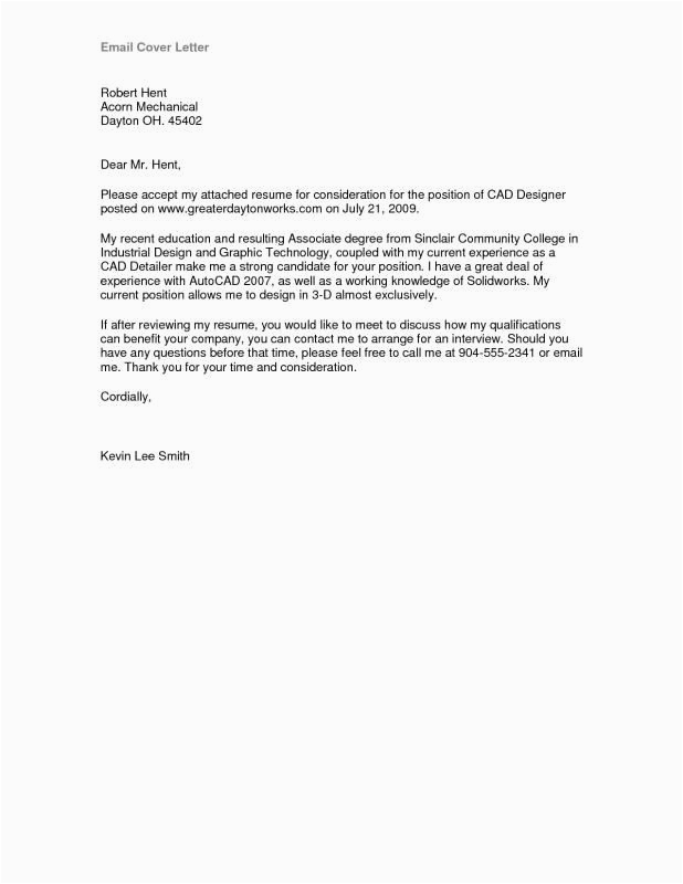 Free Sample Email Cover Letter for Resume Email Cover Letter Sample