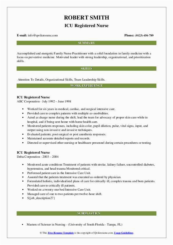 Icu Nurse Resume Sample for Nurse Practitioner School Icu Registered Nurse Resume Samples