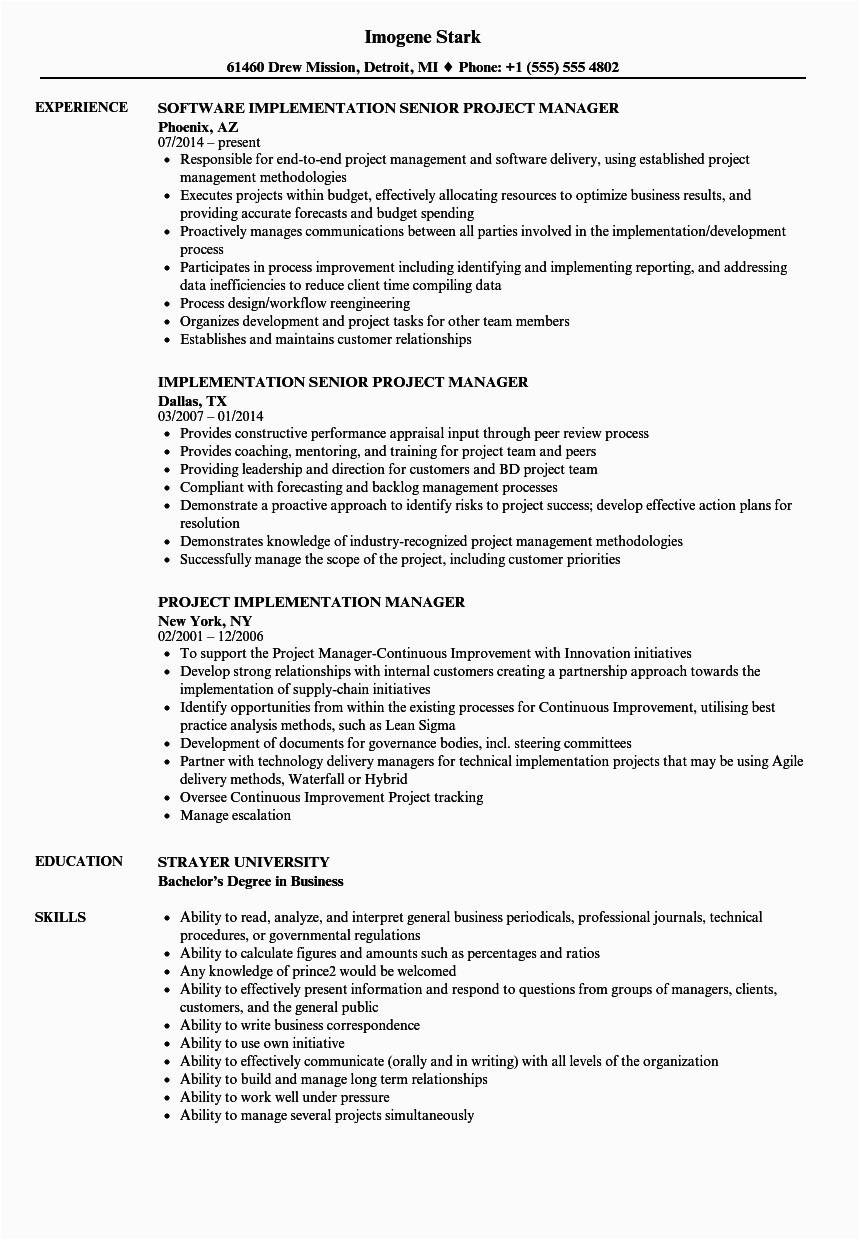 Implemented Updated File System Resume Sample Project Implementation Manager Resume Samples