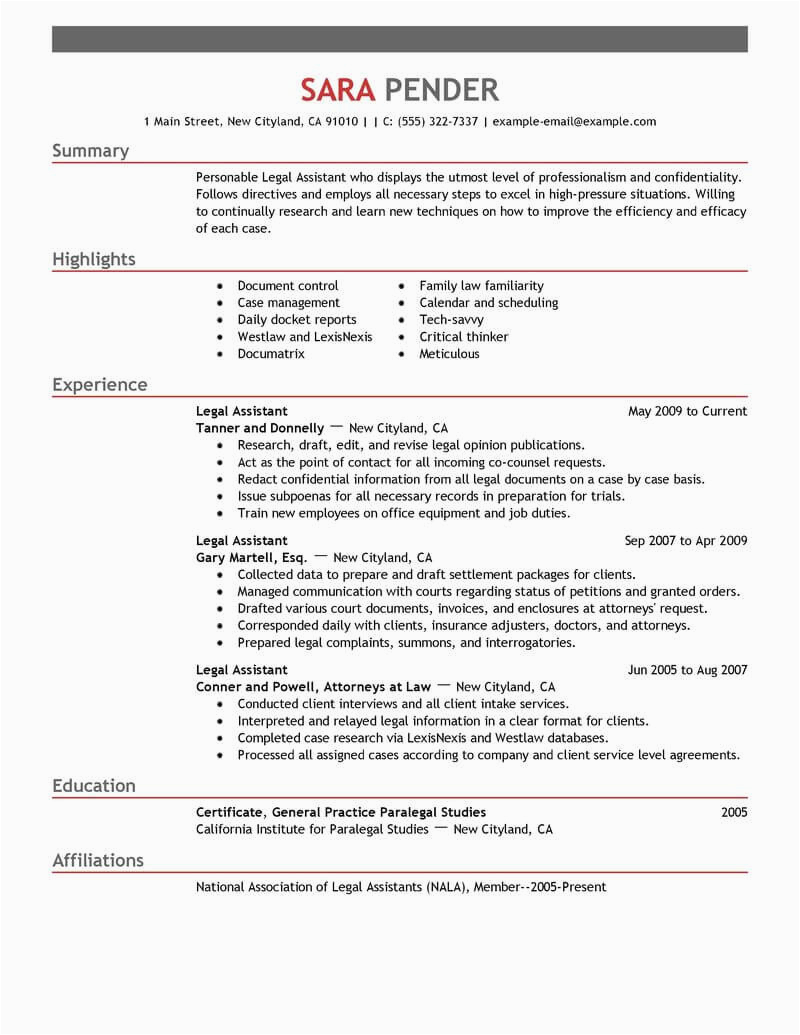 Job Responsibilities Resume Sample Law Firm Best Legal assistant Resume Example From Professional Resume Writing