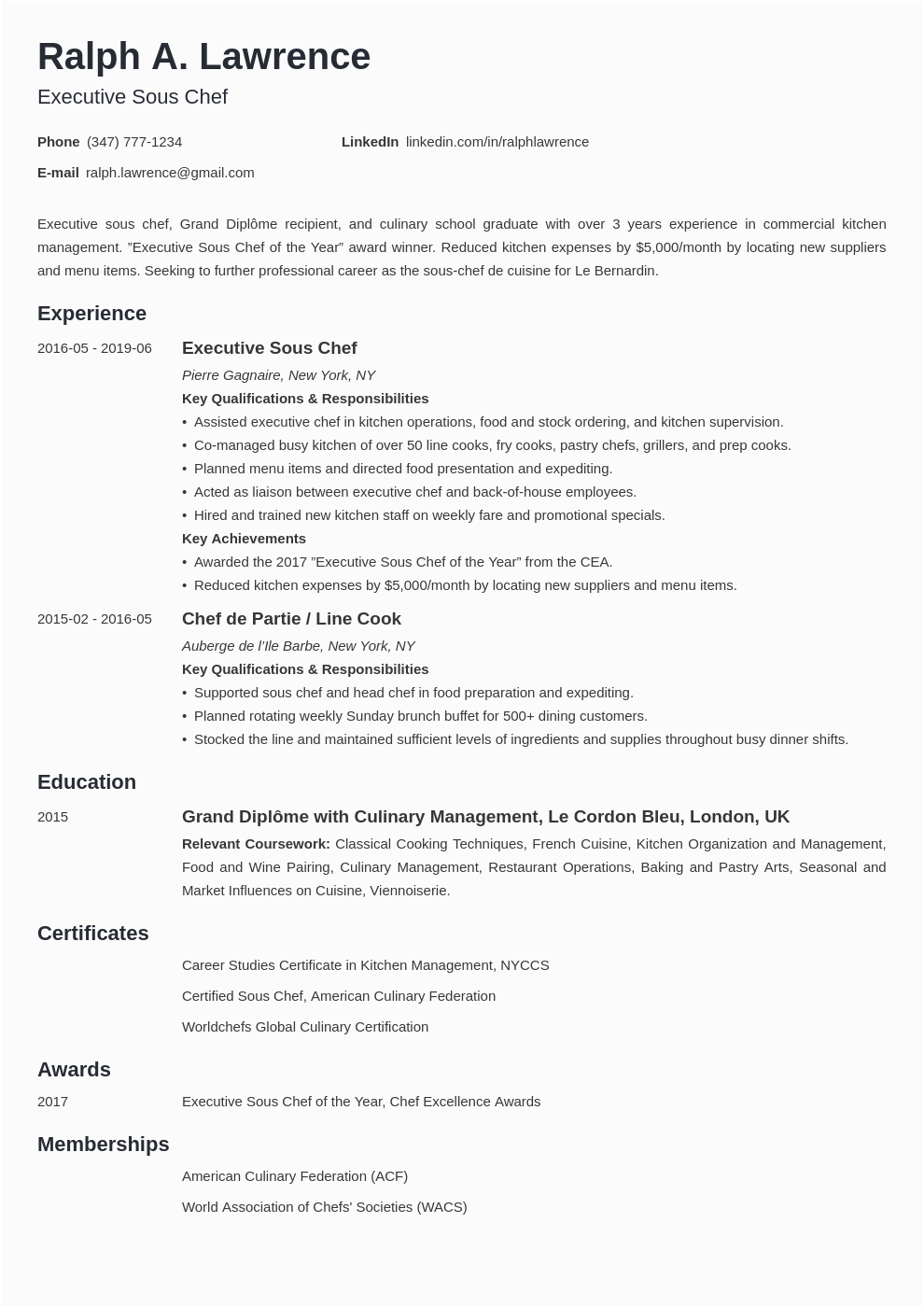 Jobhere Junior sous Chef Sample Resume Example Resume to Apply Job for Chef 1 Junior sous Chef Resume