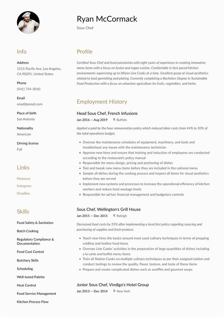 Jobhere Junior sous Chef Sample Resume Modern sous Chef Resume Template Design Tips Examples Free