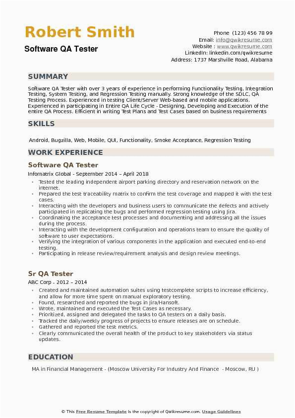 Manual Testing Sample Resumes for Experienced the Best Manual Testing Resume Samples 2 Years Experience Resumes