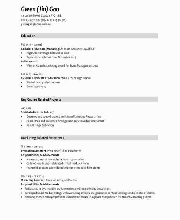 Marketing Management Fresh Graduate Resume Sample Marketing Fresher Resume Template 4 Free Word Pdf format Download