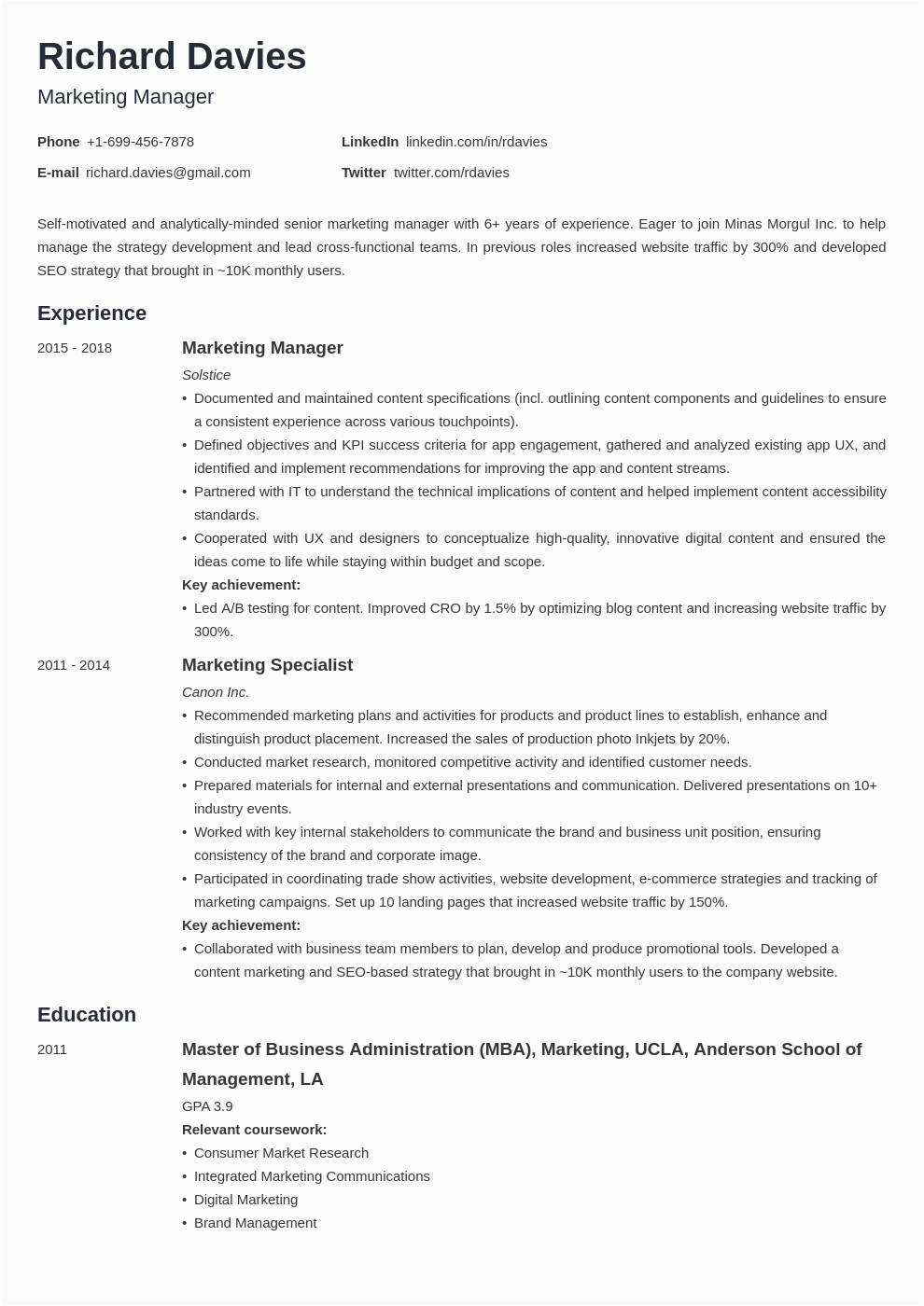 Marketing Management Fresh Graduate Resume Sample Sample Resume for Fresh Graduate Marketing Management Malaynali